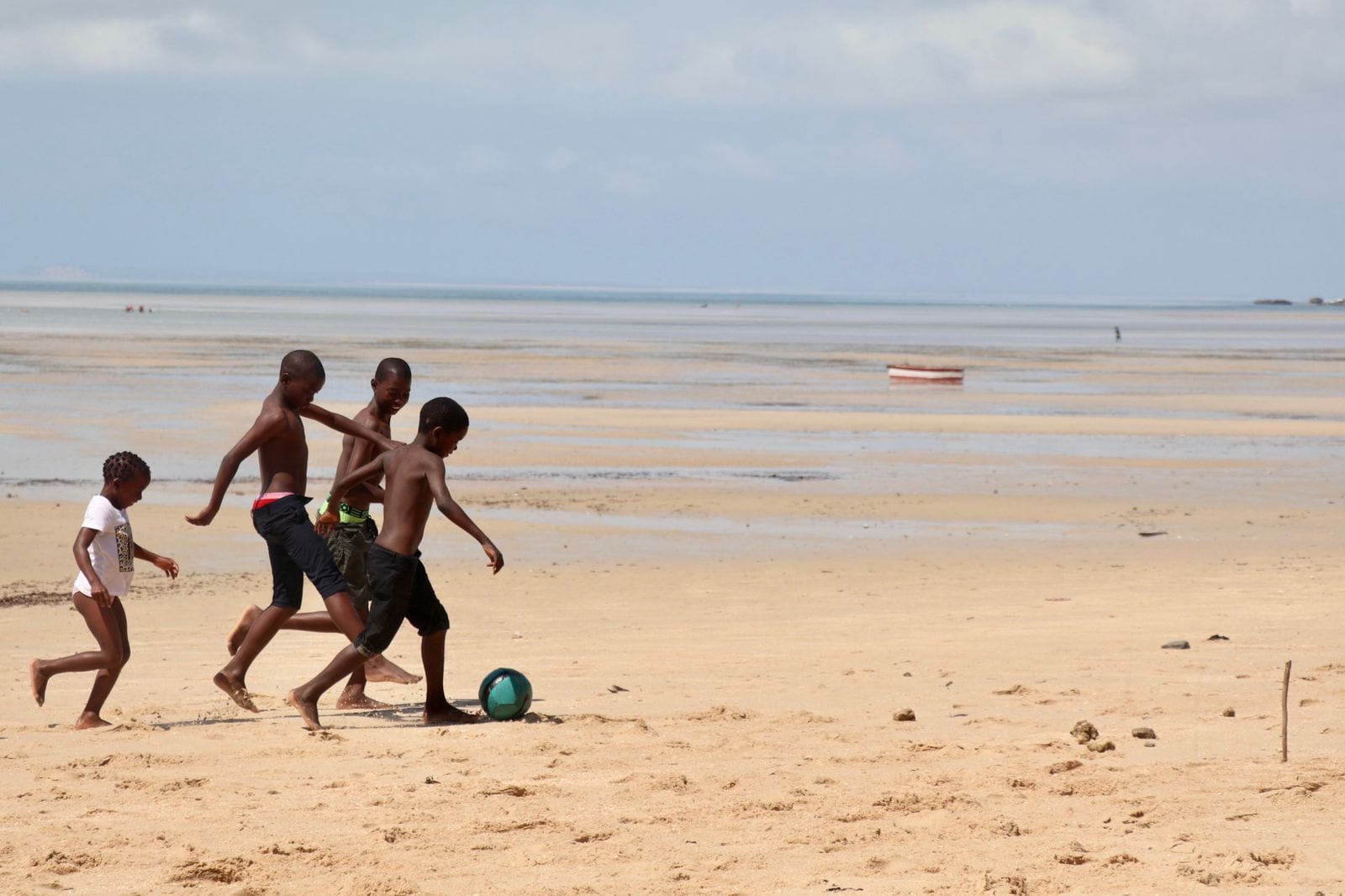Children playing football in Vilankulos, Mozambique