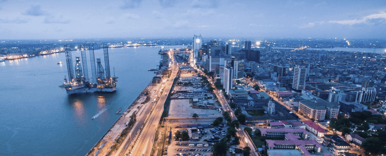 Lagos Business District along Marina and jetty in Nigeria